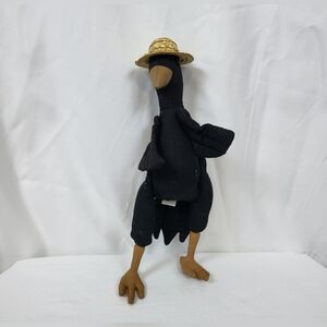 Homeland Collection Black Bird w/Straw Hat Plush Articulated 12" Stuffed Toy Vtg